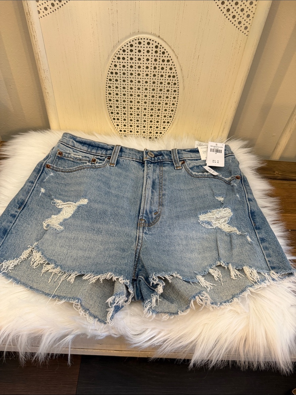 Abercrombie & Fitch Light Blue Distressed Denim Cutoff Shorts